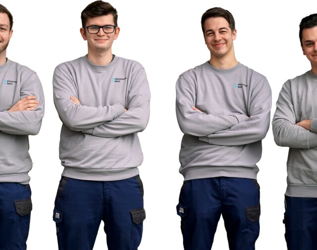 Die Fachkräfte von morgen (von links) Pascal Schuster, Jannis Pflüger, Lennart Lellek, Niklas Diepold. | © Pfalzwerke